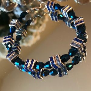 Sapphire Swarovski bracelet sterling silver NEW